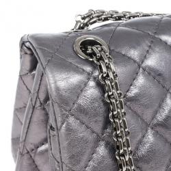 Pre Owned Chanel Metallic Grey 2.55 Reissue 226 Flap Bag