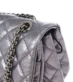 Pre Owned Chanel Metallic Grey 2.55 Reissue 226 Flap Bag