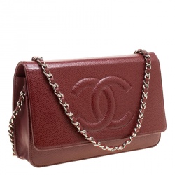 مملوكة مسبقًا Chanel Dark Red Caviar Leather WOC Clutch Bag