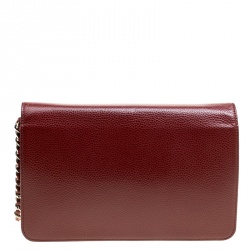 مملوكة مسبقًا Chanel Dark Red Caviar Leather WOC Clutch Bag