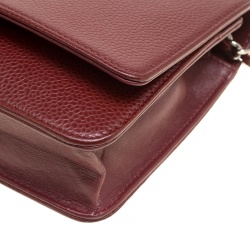 مملوكة مسبقًا Chanel Dark Red Caviar Leather WOC Clutch Bag