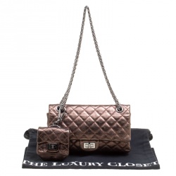 Chanel Bronze Quilted Leather Reissue 2.55 Classic 225 Flap Bag with Coin Purse Accessories