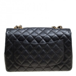 مملوكة مسبقًا حقيبة شانيل قلاب مفرد كلاسيك جامبو جلد كافيار مبطنة سوداء