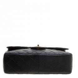مملوكة مسبقًا حقيبة شانيل قلاب مفرد كلاسيك جامبو جلد كافيار مبطنة سوداء