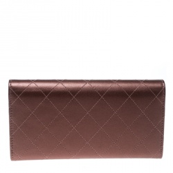 Chanel Metallic Brown Quilted Leather CC Continental Wallet