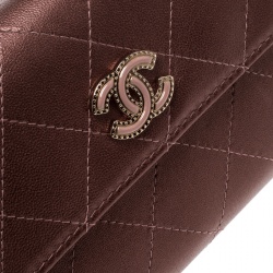 Chanel Metallic Brown Quilted Leather CC Continental Wallet