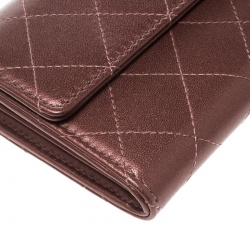 Chanel Metallic Brown Quilted Leather CC Continental Wallet