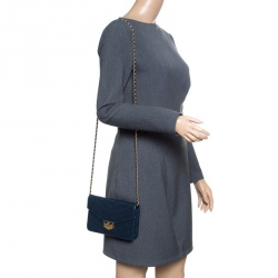 Pre Owned Chanel Black Chevron Quilted Leather Medal Flap Bag