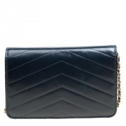 Pre Owned Chanel Black Chevron Quilted Leather Medal Flap Bag