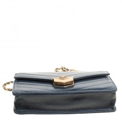 Pre Owned Chanel Black Chevron Quilted Leather Medal Flap Bag