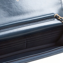 Pre Owned Chanel Black Chevron Quilted Leather Medal Flap Bag