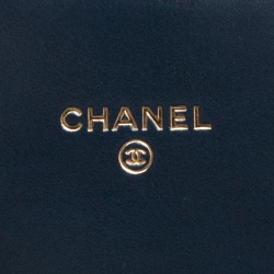 Pre Owned Chanel Black Chevron Quilted Leather Medal Flap Bag