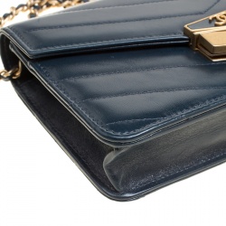 Pre Owned Chanel Black Chevron Quilted Leather Medal Flap Bag