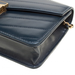 Pre Owned Chanel Black Chevron Quilted Leather Medal Flap Bag