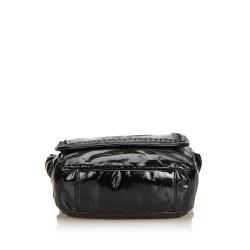 Pre Owned Chanel Black Patent Leather Luxe Ligne Accordion Flap Shoulder Bag