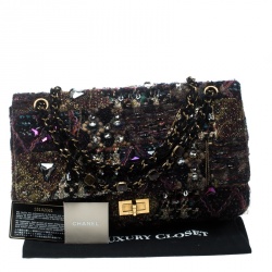 Pre Owned Chanel Multicolor Tweed and Jeweled Limited Edition Lesage Reissue Flap Bag 