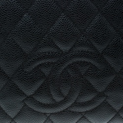 Pre Owned Chanel Black Quilted Caviar Leather Petite Timeless Shopper Tote