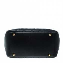 Pre Owned Chanel Black Quilted Caviar Leather Petite Timeless Shopper Tote