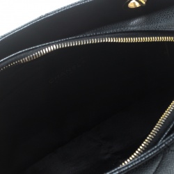 Pre Owned Chanel Black Quilted Caviar Leather Petite Timeless Shopper Tote