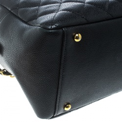 Pre Owned Chanel Black Quilted Caviar Leather Petite Timeless Shopper Tote