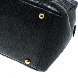 Pre Owned Chanel Black Quilted Caviar Leather Petite Timeless Shopper Tote