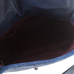 Pre Owned Chanel Blue Iridescent Suede Small Gentle Square Boy Bag