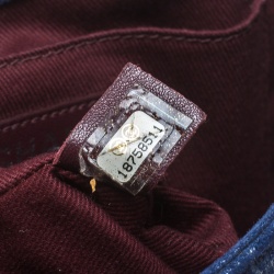 Pre Owned Chanel Blue Iridescent Suede Small Gentle Square Boy Bag