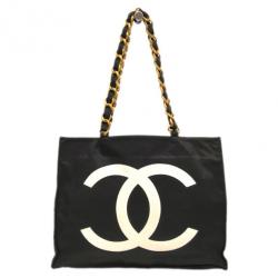 Chanel Black and White Canvas Shopper Tote Chanel