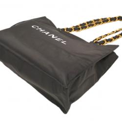 Pre Owned Chanel Black and White Canvas Shopper Tote