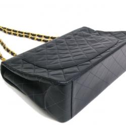 Pre Owned Chanel Black Calf Leather Jumbo Shoulder Flap Bag
