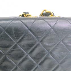Pre Owned Chanel Black Calf Leather Jumbo Shoulder Flap Bag