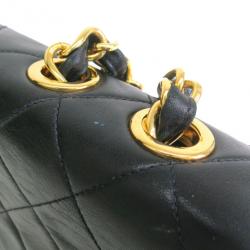 Pre Owned Chanel Black Calf Leather Jumbo Shoulder Flap Bag