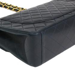 Pre Owned Chanel Vintage Lambskin Jumbo Classic Flap Bag