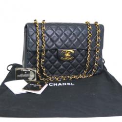 Pre Owned Chanel Vintage Lambskin Jumbo Classic Flap Bag