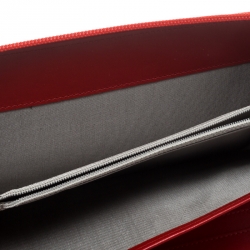 Chanel Red Leather Timeless CC Zip Around Wallet