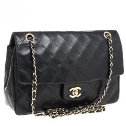مملوكة مسبقًا Chanel Black Vintage Lambskin Medium Classic Flap Bag
