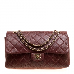 مملوكة مسبقًا Chanel Maroon Suede Vintage Classic Double Flap Bag