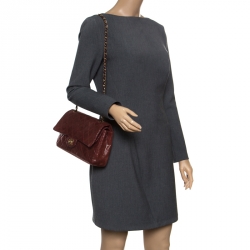 مملوكة مسبقًا Chanel Maroon Suede Vintage Classic Double Flap Bag