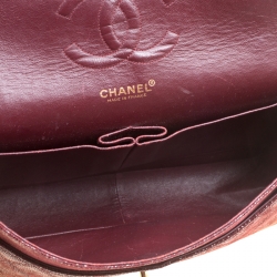 مملوكة مسبقًا Chanel Maroon Suede Vintage Classic Double Flap Bag