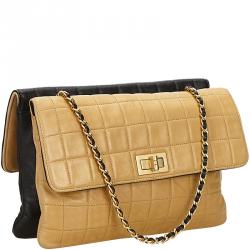 Pre Owned Chanel Two Tone Bar Quilted Leather 2.55 Reissue Flap Bag