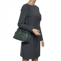Pre Owned Chanel Mossy Green Quilted Leather Mademoiselle Kelly Top Handle Bag