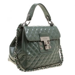 Pre Owned Chanel Mossy Green Quilted Leather Mademoiselle Kelly Top Handle Bag