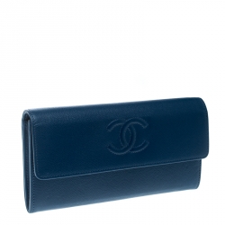 Chanel Blue Caviar Leather CC Timelesss Wallet