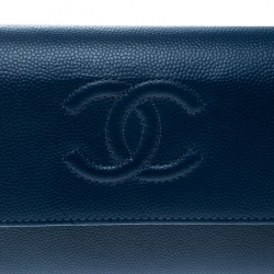 Chanel Blue Caviar Leather CC Timelesss Wallet