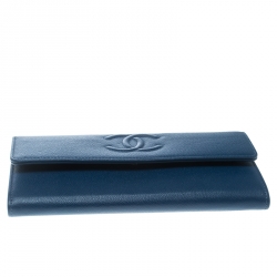 Chanel Blue Caviar Leather CC Timelesss Wallet