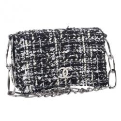 Chanel Black and White Tweed Small Flap Bag