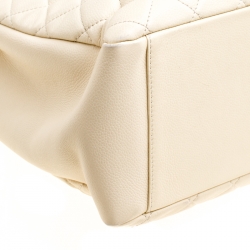 Pre Owned Chanel Beige Quilted Caviar Leather Grand Shopper Tote Bag