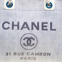 Pre Owned Chanel Grey Woven Straw Raffia Medium Deauville Tote