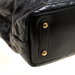 Pre Owned حقيبة كتف شانيل يد علوية بيندي CC باريس بومباي جلد مبطنة سوداء