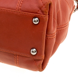 Pre Owned Chanel Brick Red Quilted Leather Shopper Tote 